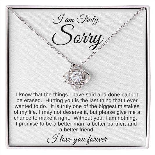 I am Truly Sorry I Love Knot Necklace